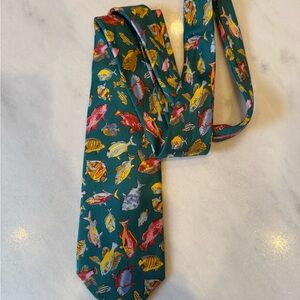 Gucci Teal Fish Pattern Tie